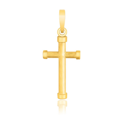 14k Yellow Gold Cross Pendant with Rounded Ends  DestGlow