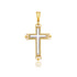 14k Two-Tone Gold Cross Pendant with an Ornate Budded Style 