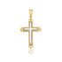 14k Two-Tone Gold Cross Pendant with an Ornate Budded Style by Avera Group