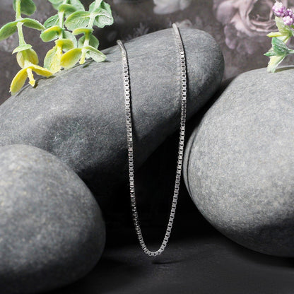 14k White Gold Classic Box Chain (1.40 mm) 