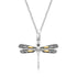 18k Yellow Gold and Sterling Silver Pendant in a Dragonfly Design - DestGlow