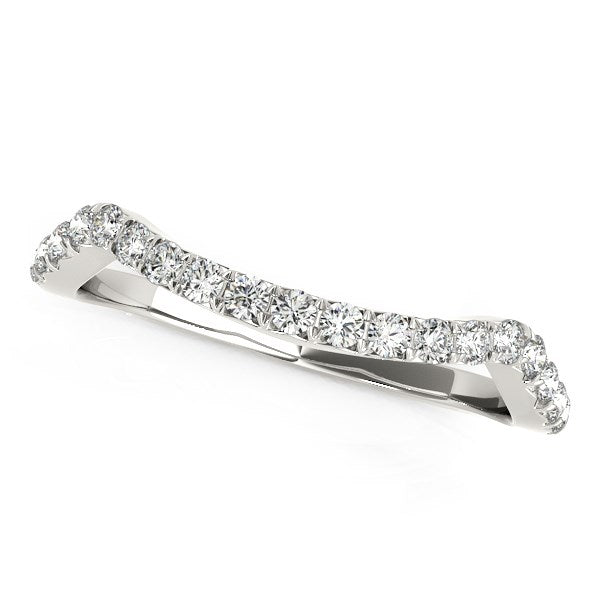 14k White Gold Modern Curvy Design Diamond Wedding Band (1/5 cttw) by Bids.com