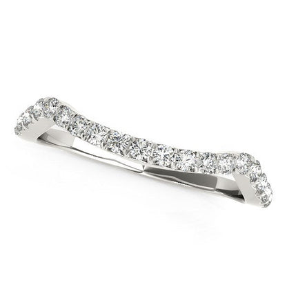14k White Gold Modern Curvy Design Diamond Wedding Band (1/5 cttw) by Bids.com