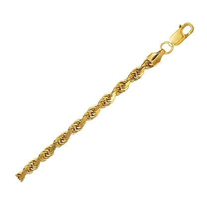 10K Yellow Gold Lite Hollow Diamond Cut Rope Chain (4.00 mm)  DestGlow