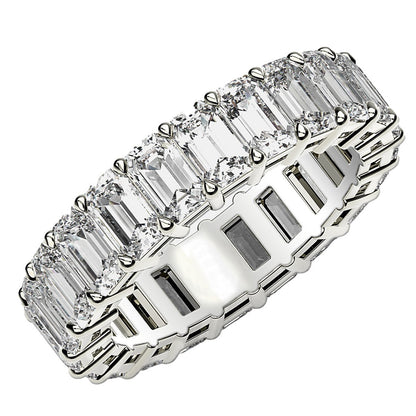 Emerald Cut Lab Grown Diamond Eternity Ring in 14k White Gold (5 cttw FG/VS2)  DestGlow