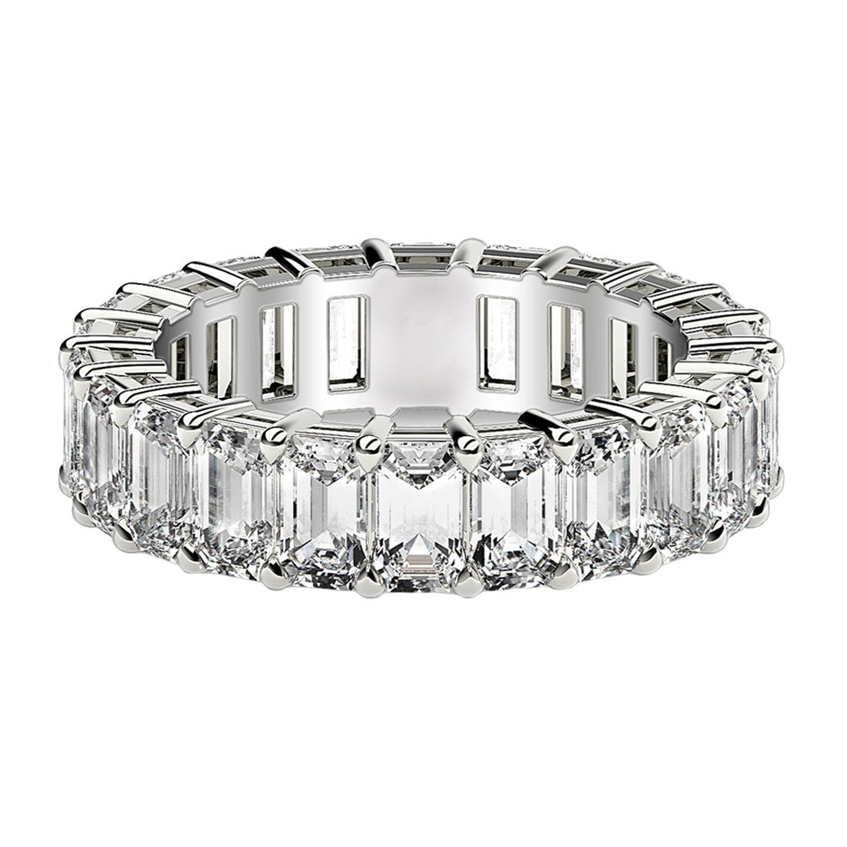 Emerald Cut Lab Grown Diamond Eternity Ring in 14k White Gold (5 cttw FG/VS2)  DestGlow