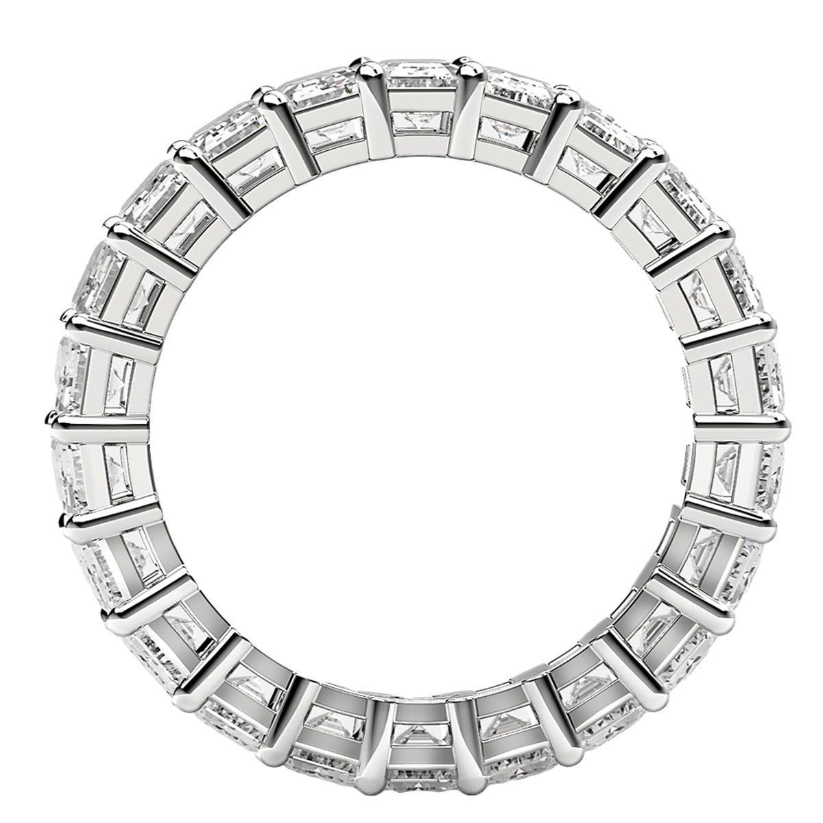 Emerald Cut Lab Grown Diamond Eternity Ring in 14k White Gold (5 cttw FG/VS2)  DestGlow