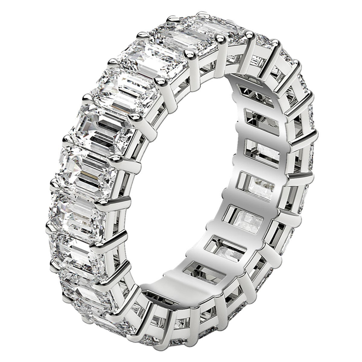 Emerald Cut Lab Grown Diamond Eternity Ring in 14k White Gold (5 cttw FG/VS2)  DestGlow