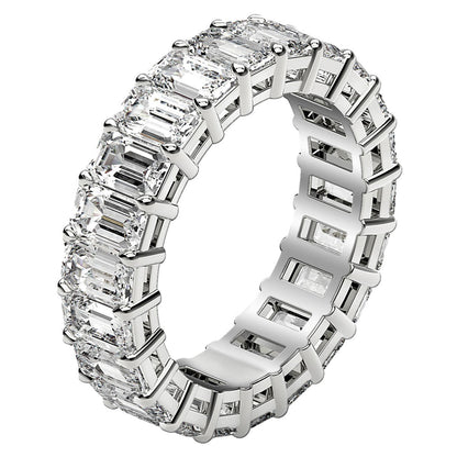 Emerald Cut Lab Grown Diamond Eternity Ring in 14k White Gold (5 cttw FG/VS2)  DestGlow