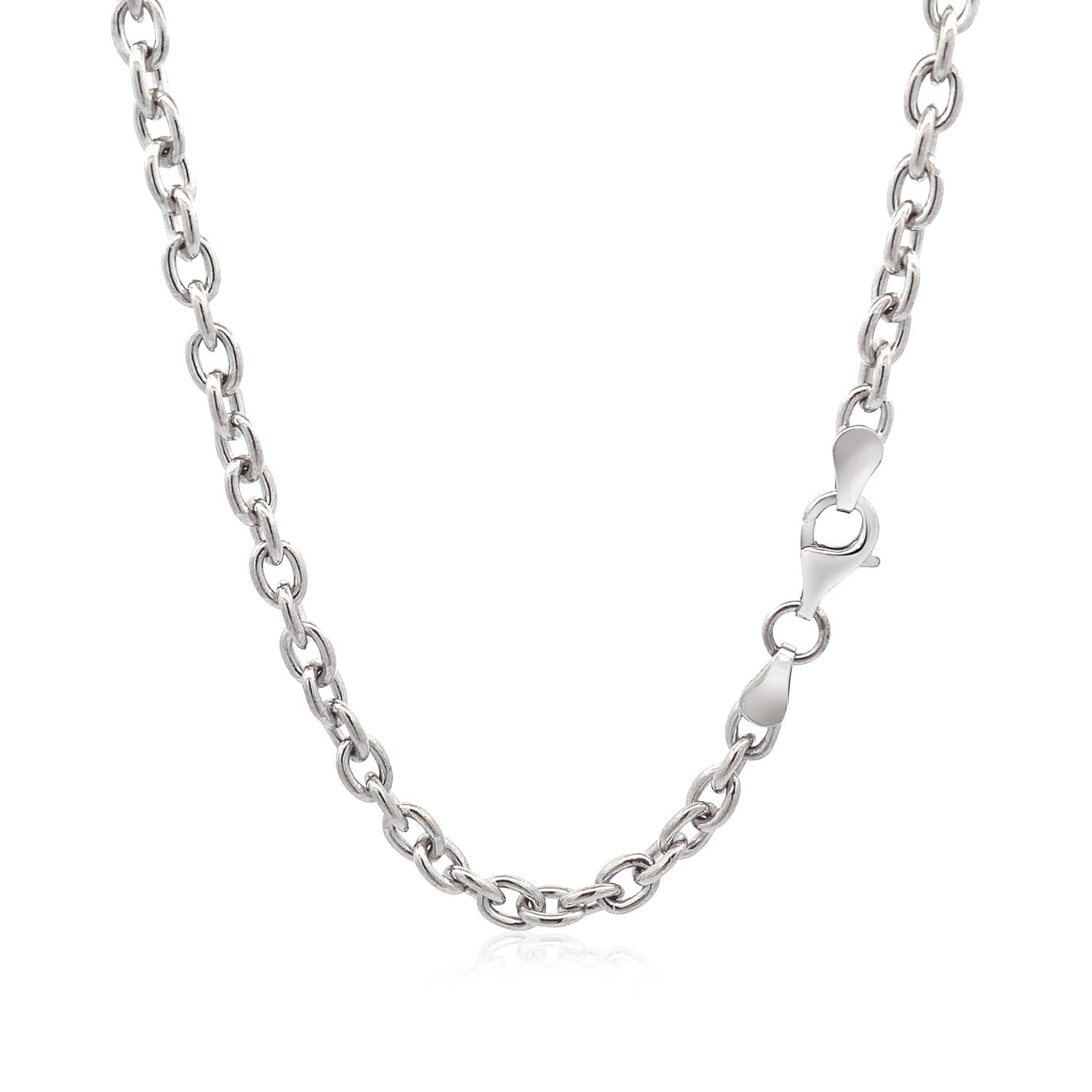 Sterling Silver Rhodium Plated Chain Bracelet with a Flat Heart Motif Station by Bids.com