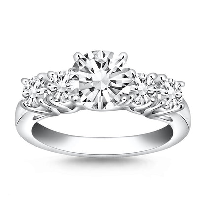 14k White Gold Five Stone Diamond Trellis Engagement Ring by Bids.com