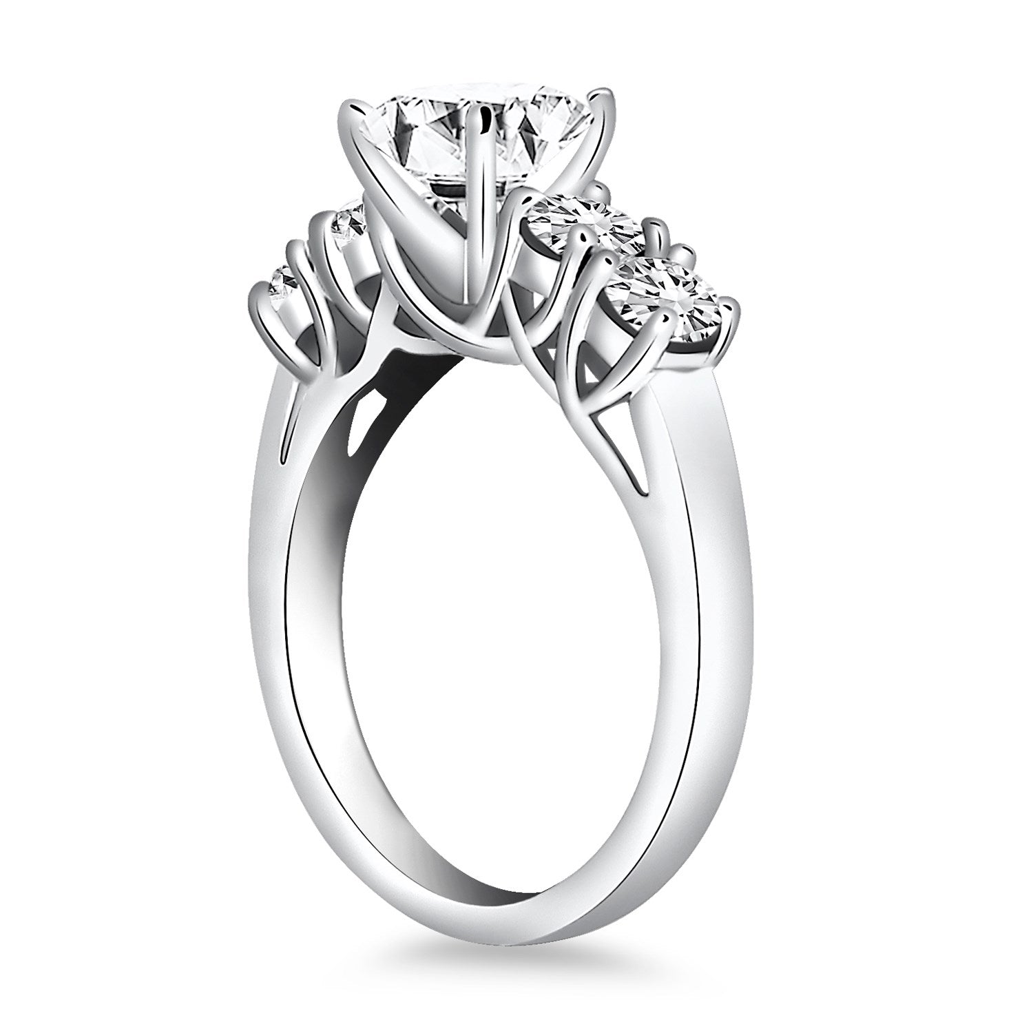 14k White Gold Five Stone Diamond Trellis Engagement Ring by Bids.com