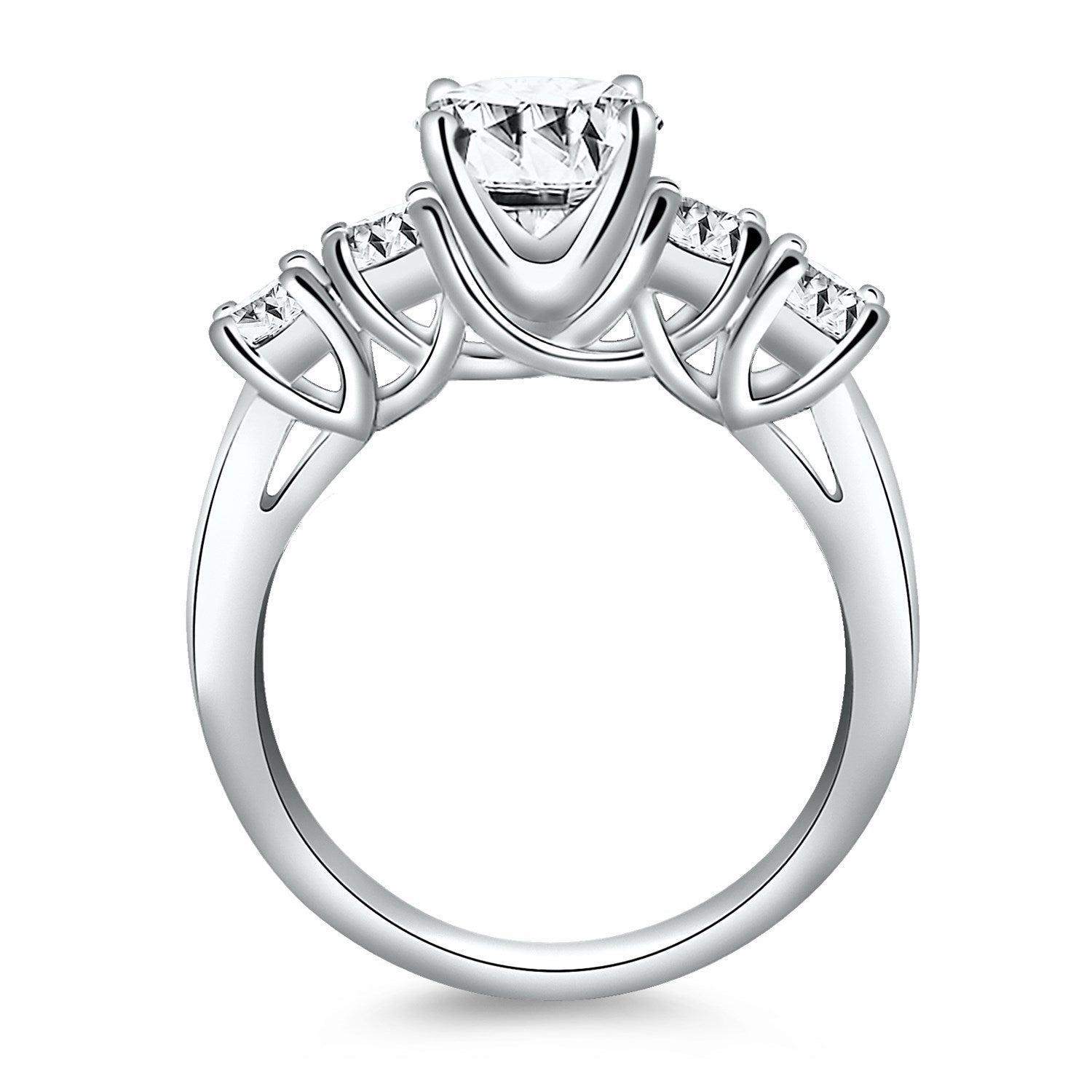 14k White Gold Five Stone Diamond Trellis Engagement Ring by Bids.com