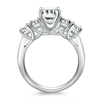 14k White Gold Five Stone Diamond Trellis Engagement Ring by Bids.com
