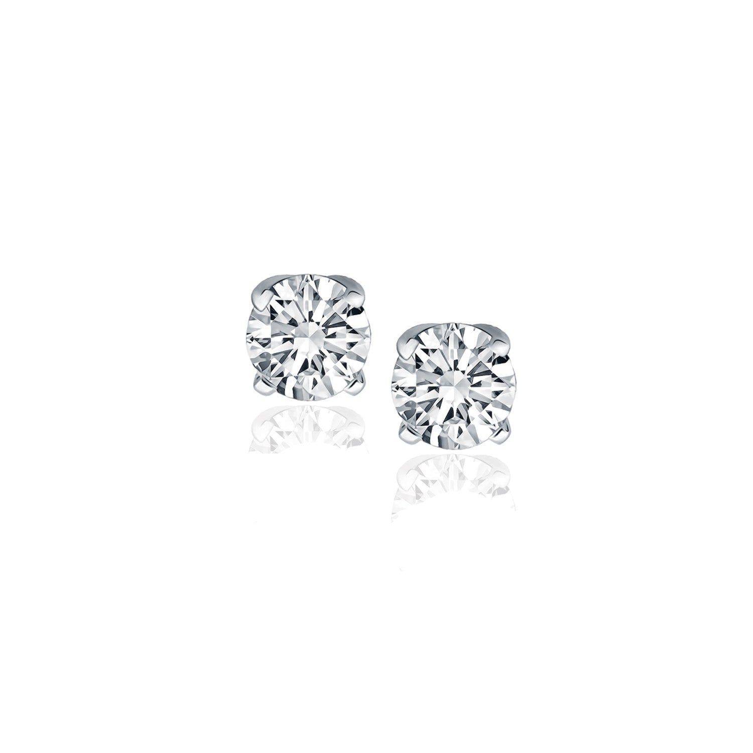 14k White Gold Diamond Four Prong Stud Earrings (1/2 cttw) by Bids.com