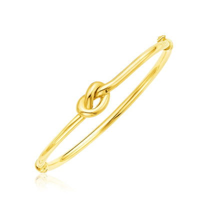 14k Yellow Gold Bangle Bracelet with Polished Knot by Bids.com
