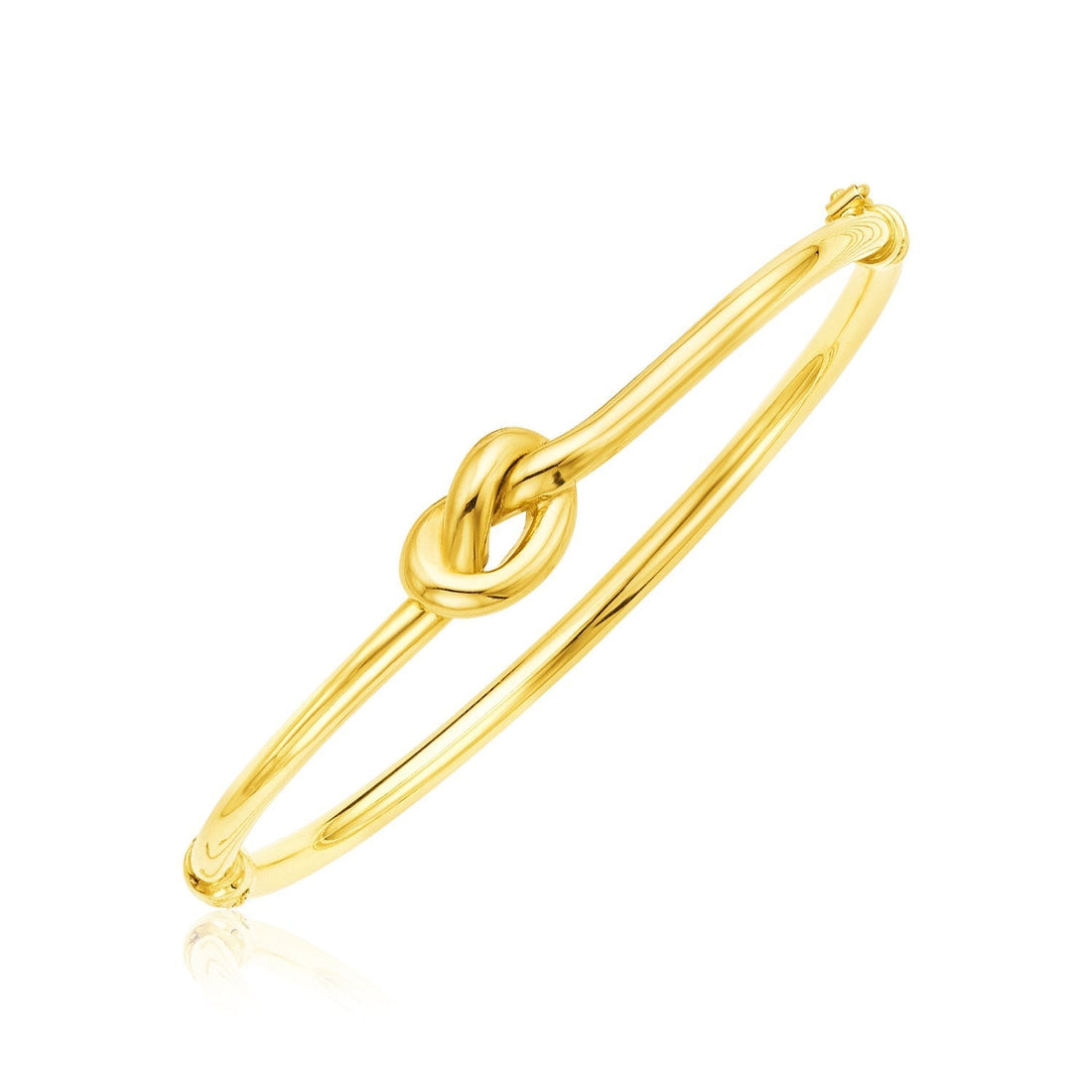 14k Yellow Gold Bangle Bracelet with Polished Knot 