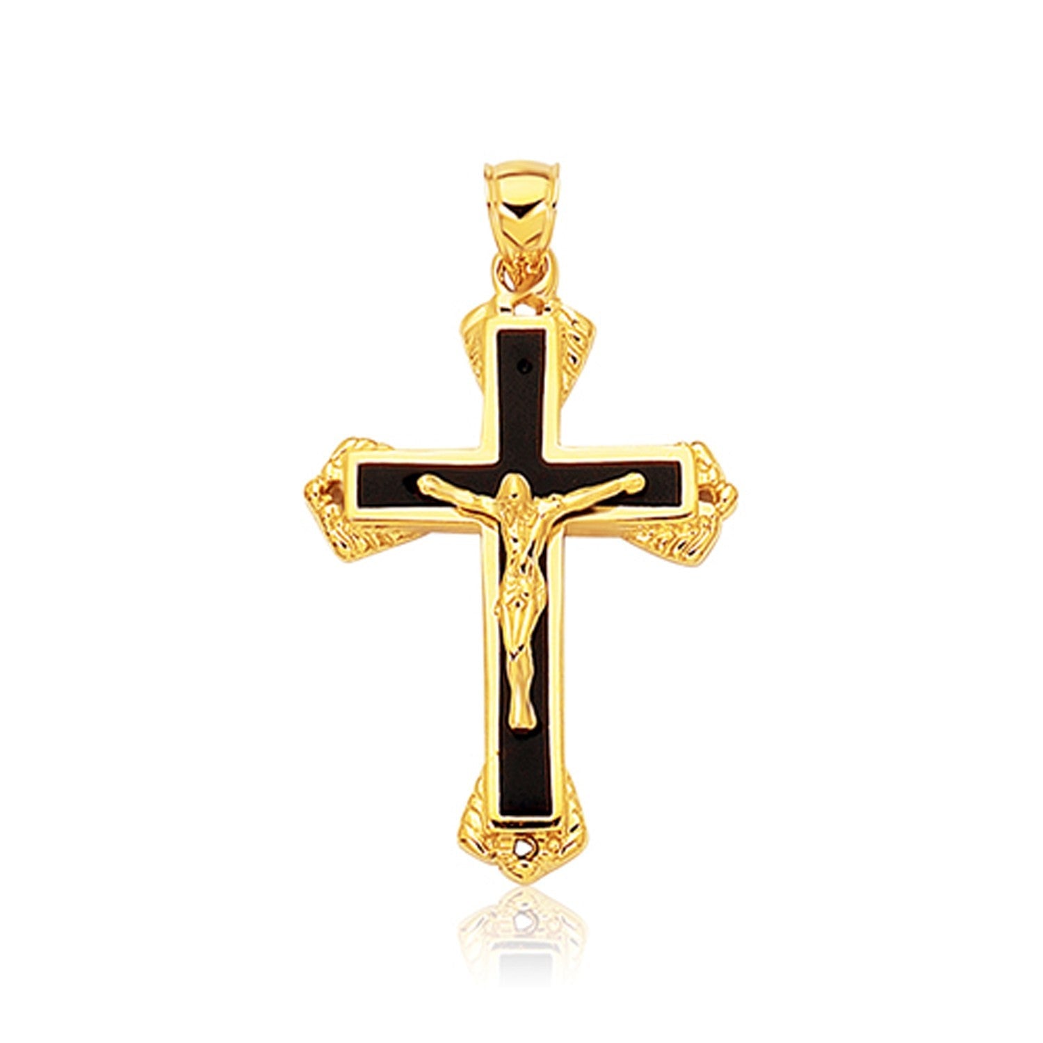 14k Yellow Gold Black Onyx Cross Pendant by Bids.com