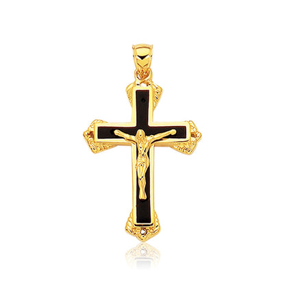 14k Yellow Gold Black Onyx Cross Pendant by Bids.com