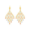 Textured Chandelier Earrings with Ball Drops in 14k Tri Color Gold