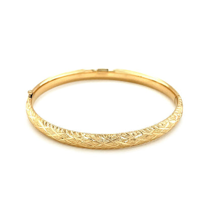 14k Yellow Gold Diamond Cut Design Dome Motif Children&