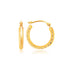 14k Yellow Gold Hoop Earrings with Textured Detailing - earrings