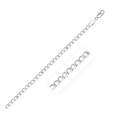 Rhodium Plated 3.7mm Sterling Silver Curb Style Chain - DestGlow