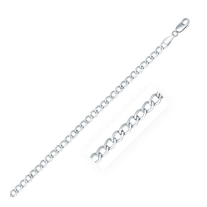Rhodium Plated 3.7mm Sterling Silver Curb Style Chain by Avera Group
