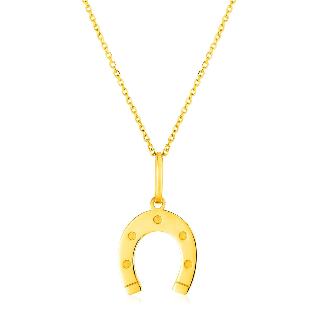 14K Yellow Gold Necklace with Horseshoe - necklaces