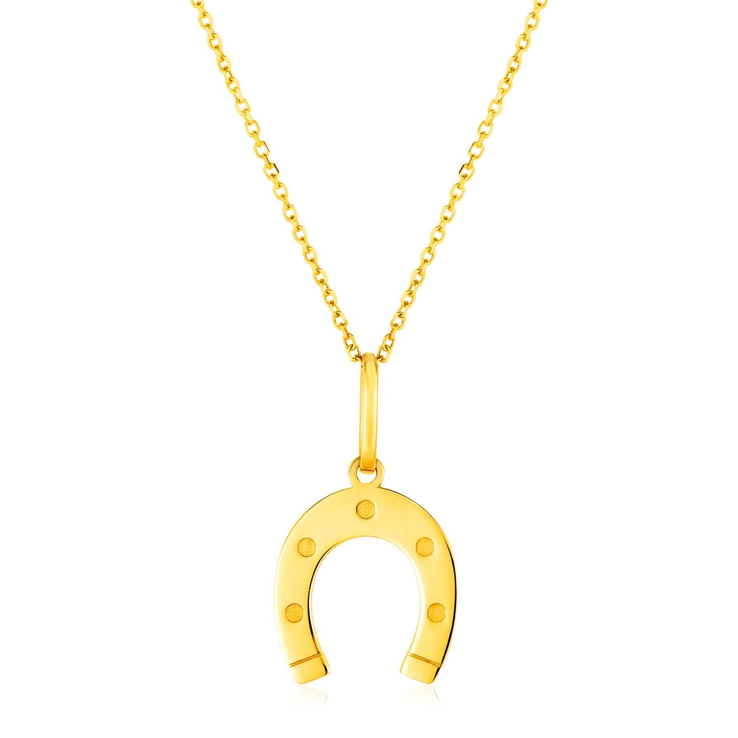 14K Yellow Gold Necklace with Horseshoe - necklaces