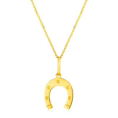 14K Yellow Gold Necklace with Horseshoe - necklaces