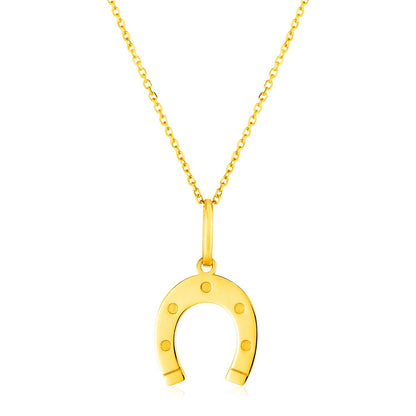 14K Yellow Gold Necklace with Horseshoe - necklaces