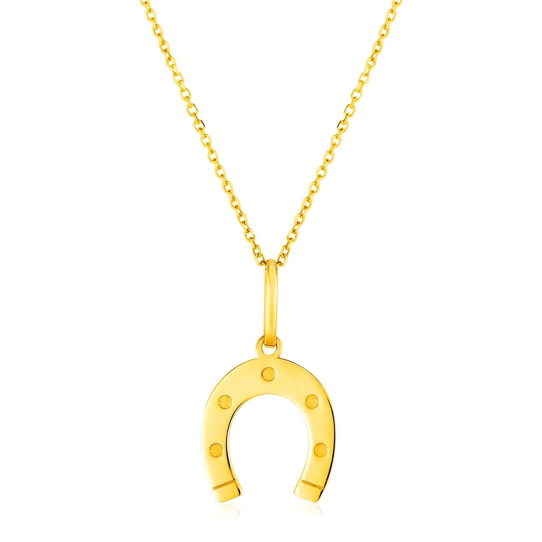 14K Yellow Gold Necklace with Horseshoe 