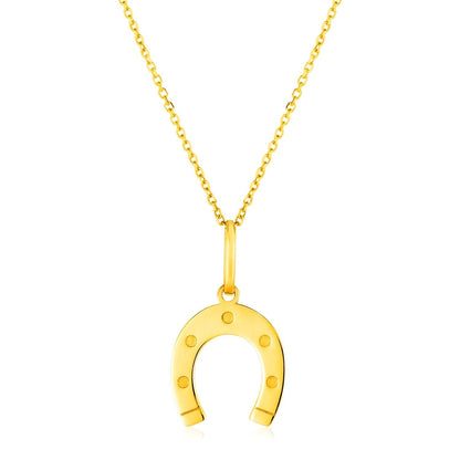 14K Yellow Gold Necklace with Horseshoe 