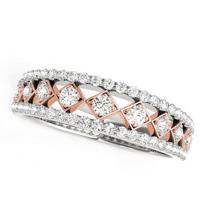 14k White And Rose Gold Diamond Band (3/8 cttw) by Bids.com