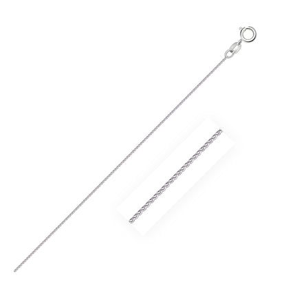 14k White Gold Diamond Cut Round Wheat Chain (0.60 mm) by Avera Group