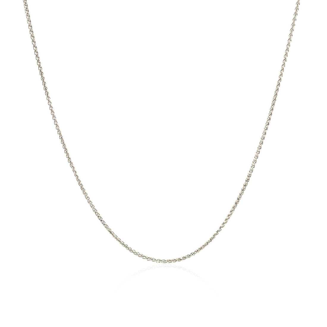 14k White Gold Diamond Cut Round Wheat Chain (0.60 mm) - DestGlow