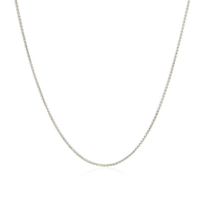14k White Gold Diamond Cut Round Wheat Chain (0.60 mm) - DestGlow