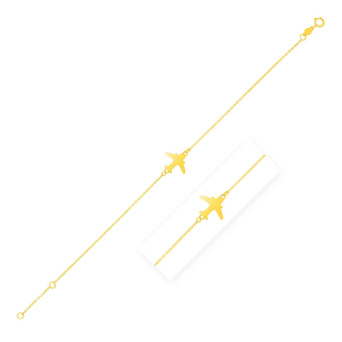 14K Yellow Gold Airplane Bracelet - bracelets