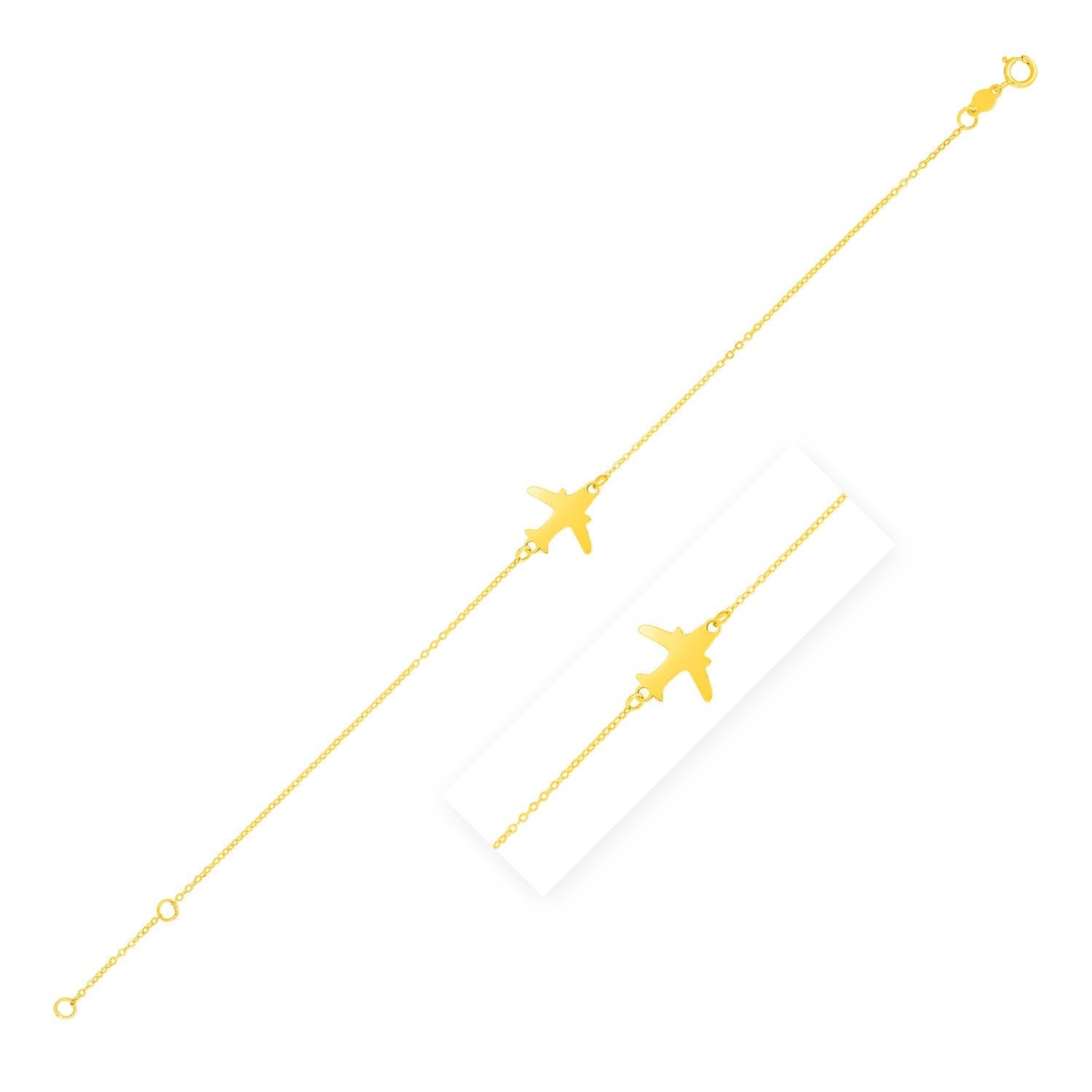 14K Yellow Gold Airplane Bracelet - bracelets