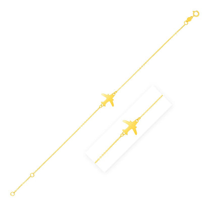 14K Yellow Gold Airplane Bracelet by Bids.com