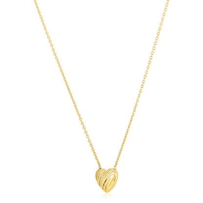 14k Yellow Gold High Polish Scribbles Heart Necklace by Bids.com