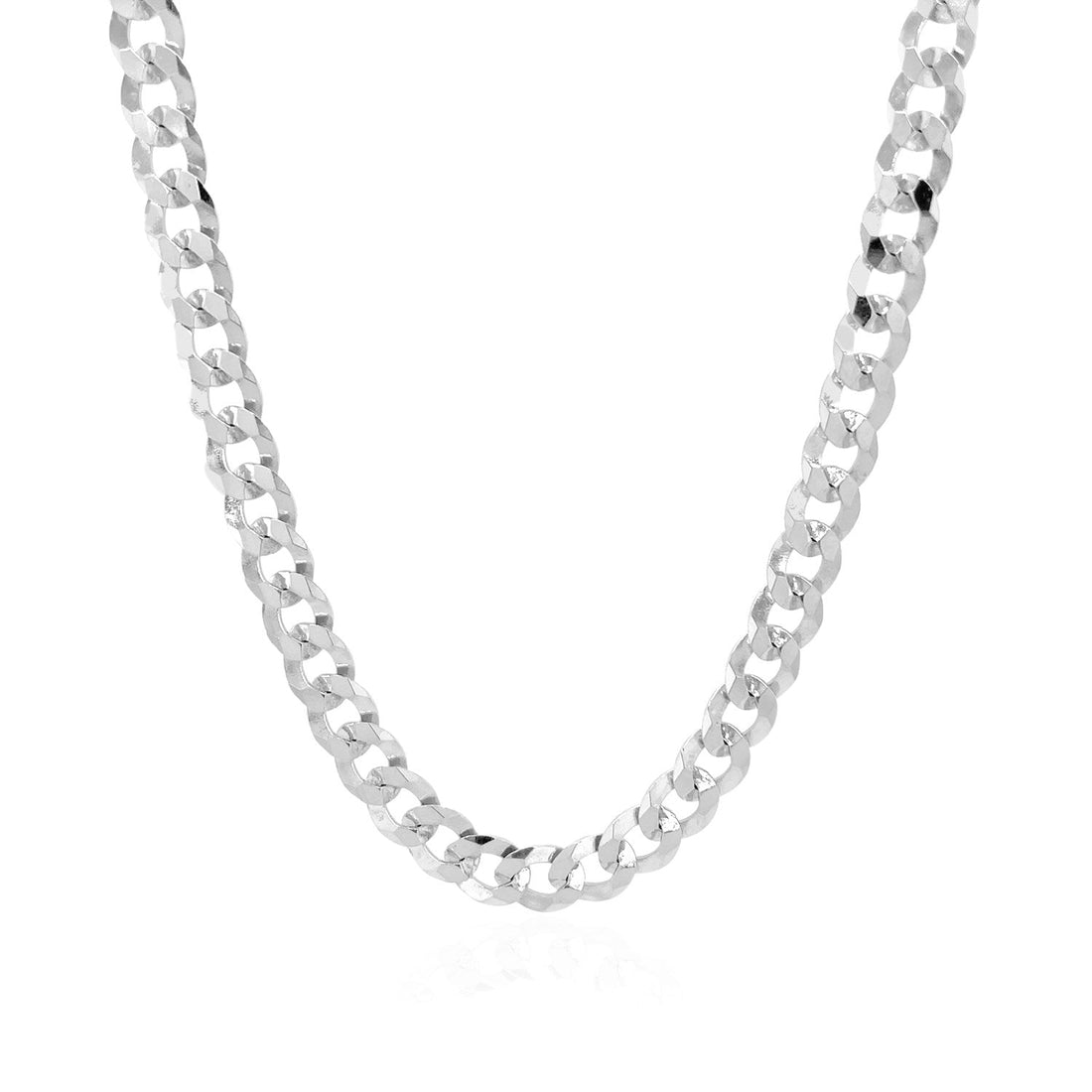 14k White Gold Solid Curb Chain (5.70 mm) 