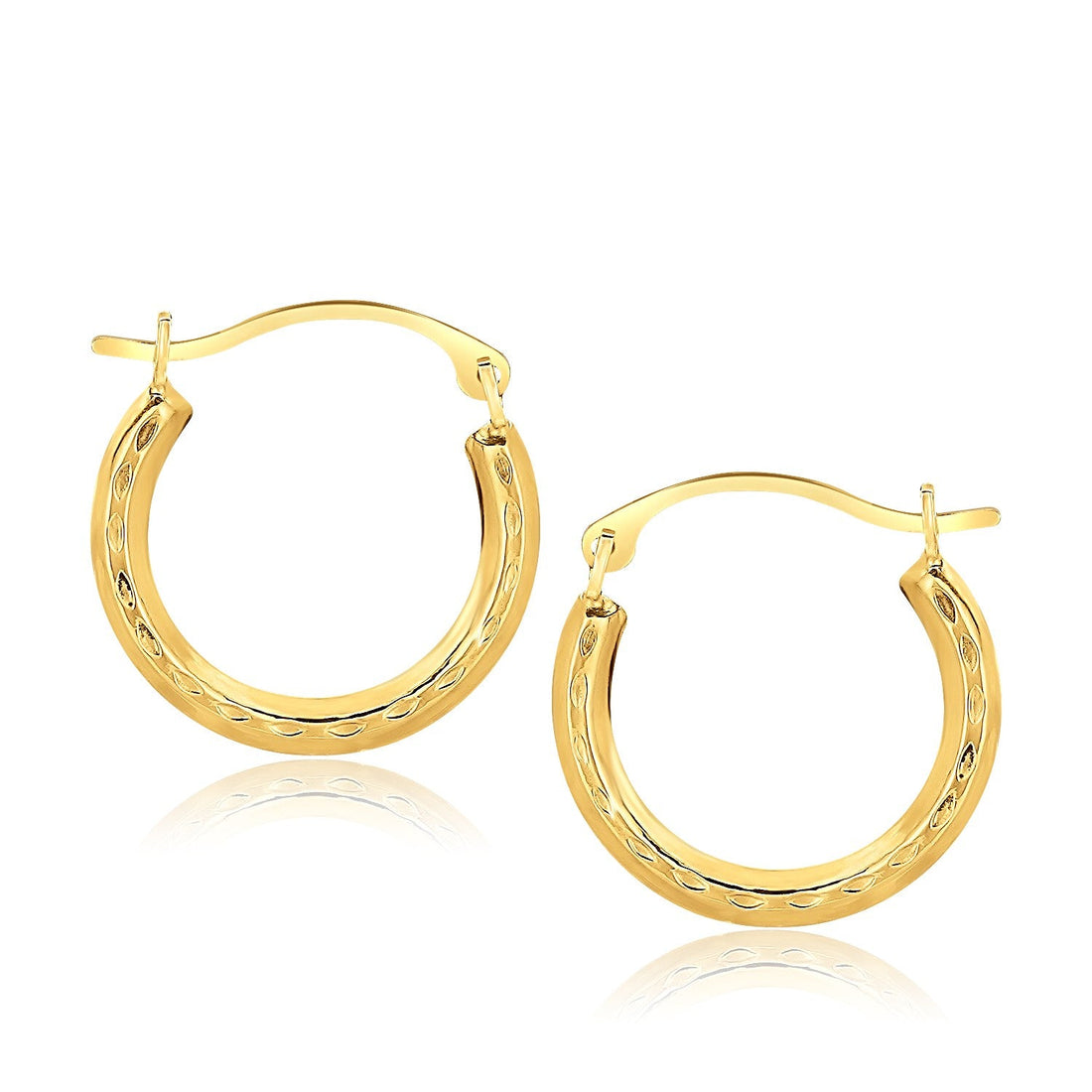 10k Yellow Gold Fancy Hoop Earrings - earrings
