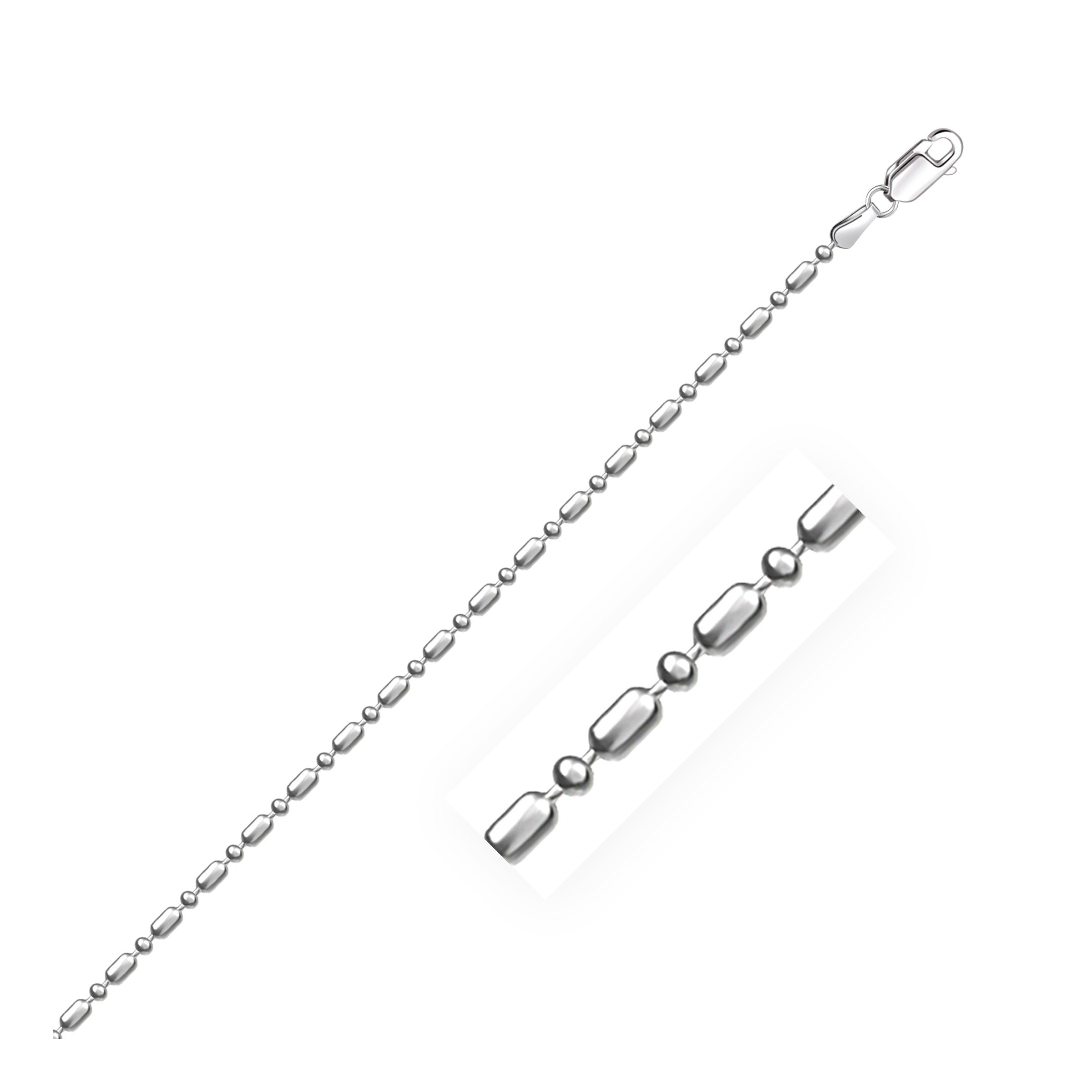 14k White Gold Diamond-Cut Alternating Bead Chain 1.5mm by Bids.com