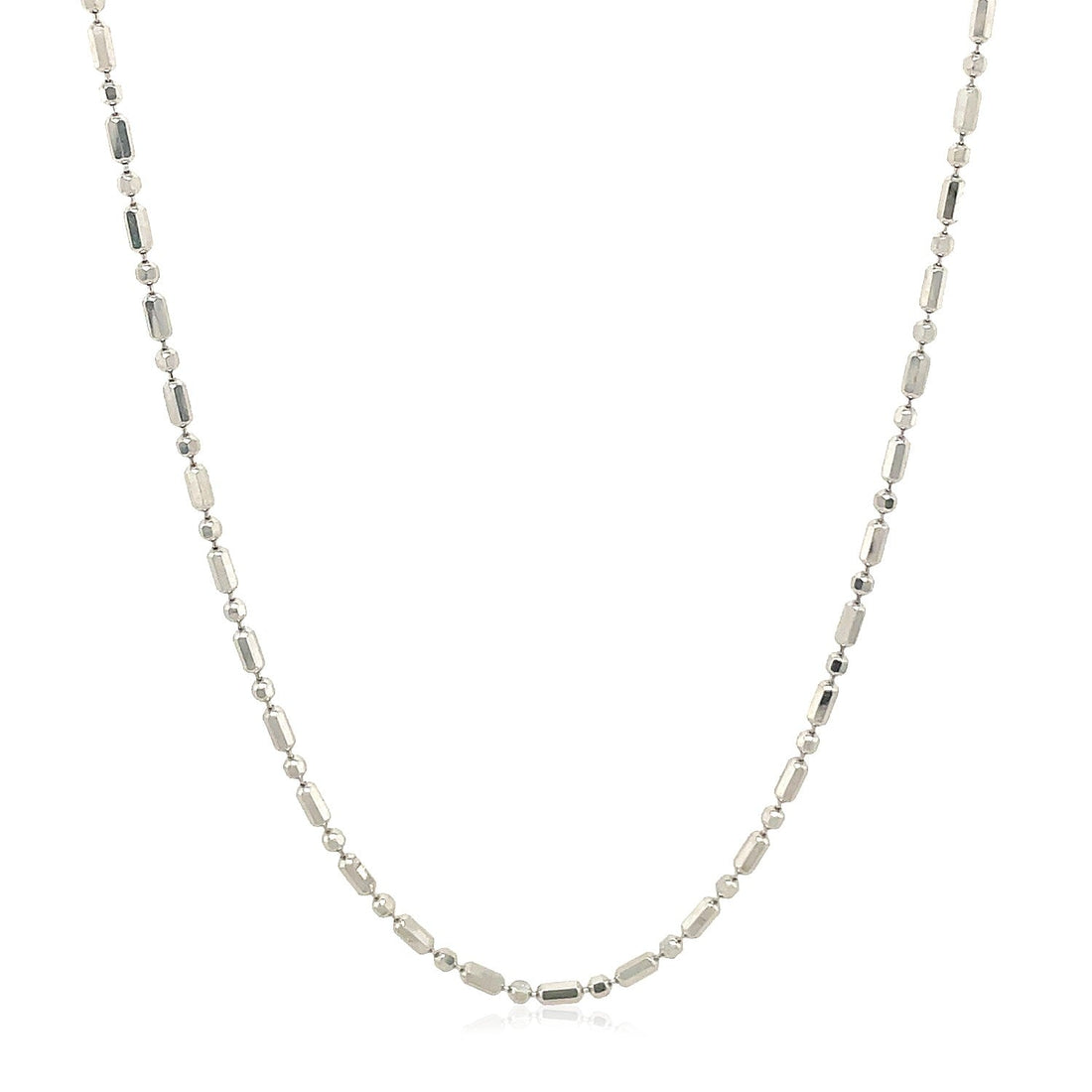14k White Gold Diamond-Cut Alternating Bead Chain (1.30 mm) 