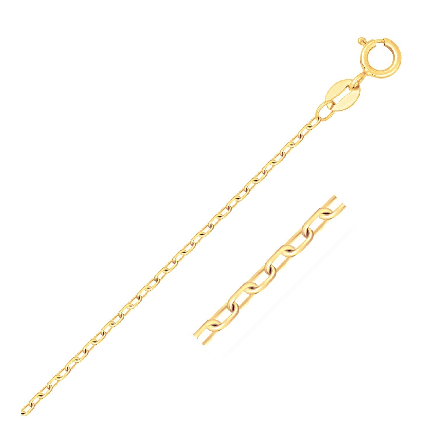 14k Yellow Gold Faceted Cable Link Chain 1.3mm by Bids.com