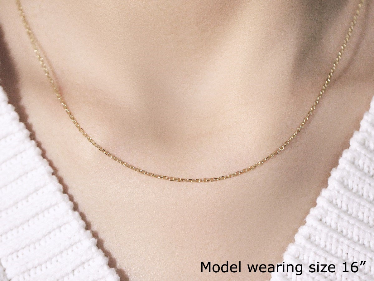 14k Yellow Gold Faceted Cable Link Chain 1.3mm by Bids.com