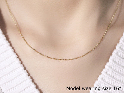 14k Yellow Gold Faceted Cable Link Chain 1.3mm by Bids.com