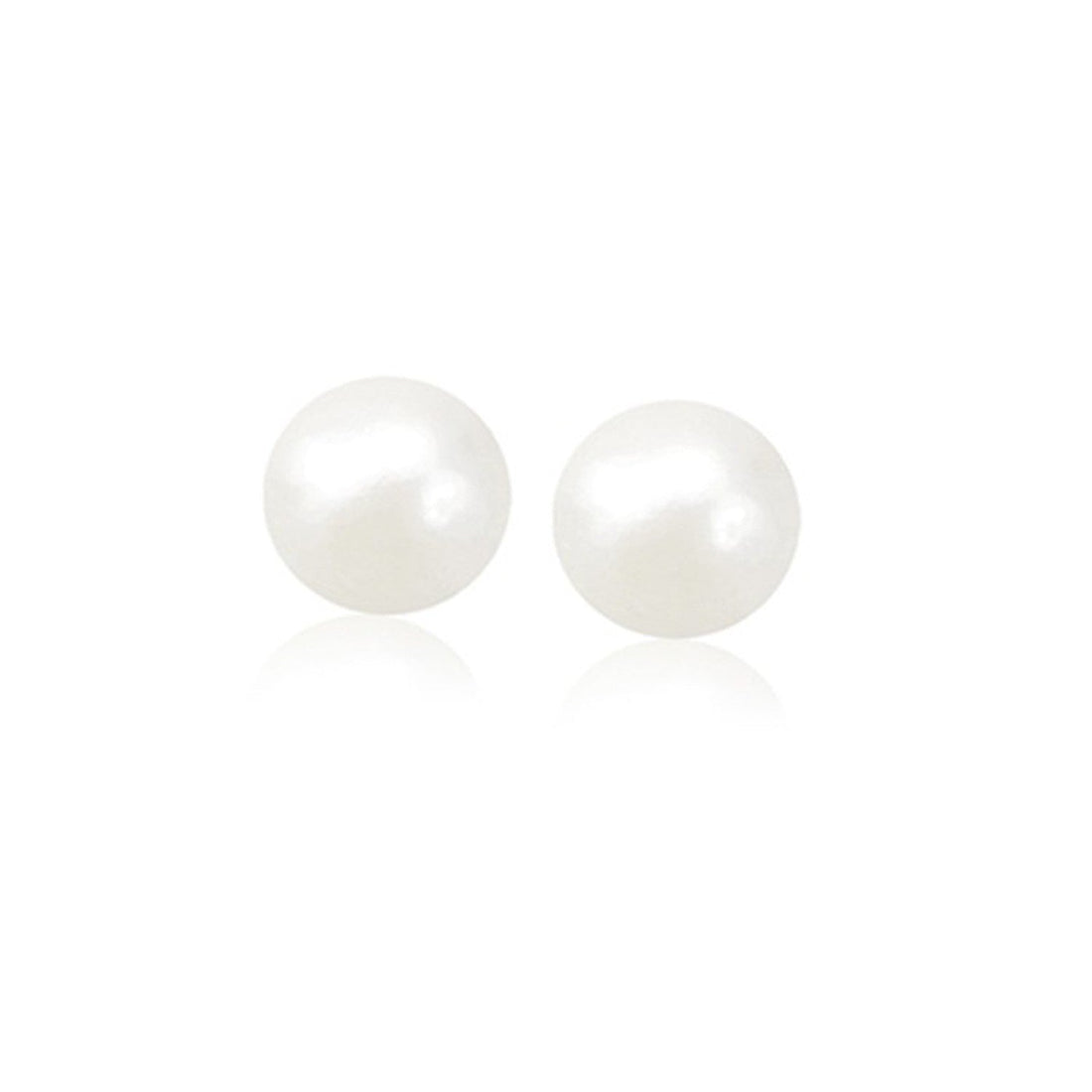 14k Yellow Gold Freshwater Cultured White Pearl Stud Earrings (8mm) - earrings